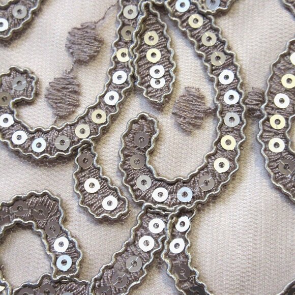 NWT TADASHI SHOJI Miranda in Sand Petal Sequin Embroidered Tulle Sheath Dress 2 - Picture 5 of 13